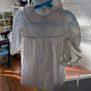 White Bibi dress and matching bonnet size 12 months